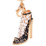 Pearl Studded Multicolor High-Heel Shoe Keychain