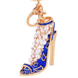 Pearl Studded Multicolor High-Heel Shoe Keychain
