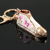 Alloy Crystal Enamel Flower Shoe Key Chain Bag Charm Key Ring Boot Keychain
