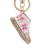 Alloy Crystal Enamel Flower Shoe Key Chain Bag Charm Key Ring Boot Keychain