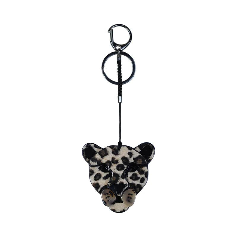 Leopard Acrylic Keychain Stainless Steel Key Ring for Women Girl Bag Accessories