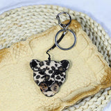 Leopard Acrylic Keychain Stainless Steel Key Ring for Women Girl Bag Accessories
