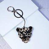 Leopard Acrylic Keychain Stainless Steel Key Ring for Women Girl Bag Accessories