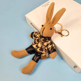 Houndstooth Bunny Doll Key Chain Plush Rabbit Bag Pendant Gift