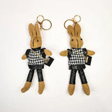 Houndstooth Bunny Doll Key Chain Plush Rabbit Bag Pendant Gift