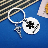 Diabetic Medical Alert Keychain for Diabetes Health Symbol Sign