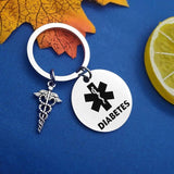 Diabetic Medical Alert Keychain for Diabetes Health Symbol Sign