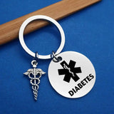 Diabetic Medical Alert Keychain for Diabetes Health Symbol Sign