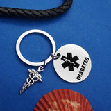 Diabetic Medical Alert Keychain for Diabetes Health Symbol Sign