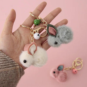 1pc Cartoon Faux Fur Plush Rabbit Keychain Car Bag Pendant Wool Felt Strawberry