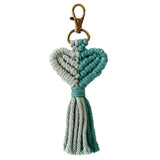 Cotton Rope Love Heart Tassels Keychain Boho Key Ring Car Pendants