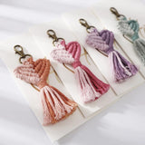 Cotton Rope Love Heart Tassels Keychain Boho Key Ring Car Pendants