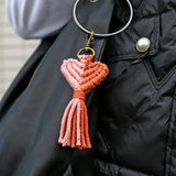 Cotton Rope Love Heart Tassels Keychain Boho Key Ring Car Pendants
