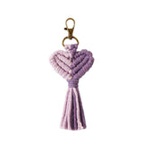Cotton Rope Love Heart Tassels Keychain Boho Key Ring Car Pendants