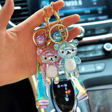 Glitter Bear Quicksand Keyring Acrylic Key Fob Backpack Pendant