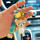 Glitter Bear Quicksand Keyring Acrylic Key Fob Backpack Pendant