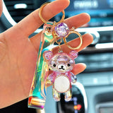 Glitter Bear Quicksand Keyring Acrylic Key Fob Backpack Pendant