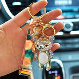 Glitter Bear Quicksand Keyring Acrylic Key Fob Backpack Pendant