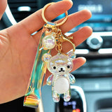 Glitter Bear Quicksand Keyring Acrylic Key Fob Backpack Pendant