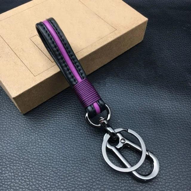 Leather Keychain Car Keyring Key Pendant Men Women Key Chain Metal Accessories