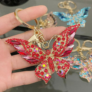 Rhinestone Butterfly Keychain Insect Key Chain Pendant Blingbling Charm