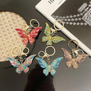 Rhinestone Butterfly Keychain Insect Key Chain Pendant Blingbling Charm