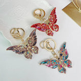 Rhinestone Butterfly Keychain Insect Key Chain Pendant Blingbling Charm