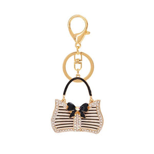 Striped Handbag Keychain Lady Bag Pendant Memorial Gift