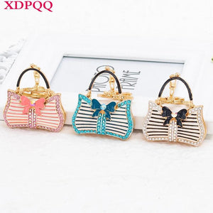 Striped Handbag Keychain Lady Bag Pendant Memorial Gift