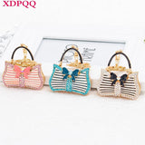 Striped Handbag Keychain Lady Bag Pendant Memorial Gift