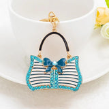 Striped Handbag Keychain Lady Bag Pendant Memorial Gift