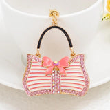 Striped Handbag Keychain Lady Bag Pendant Memorial Gift