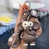 Cartoon Animal Key Chain PVC Elephant Cow Funny Toy Keychain