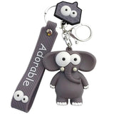 Cartoon Animal Key Chain PVC Elephant Cow Funny Toy Keychain