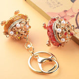 Cornucopia Keychain Ingot Chinese Lucky Pendant Rhinestones Key Pendant
