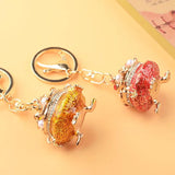Cornucopia Keychain Ingot Chinese Lucky Pendant Rhinestones Key Pendant