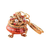 Cornucopia Keychain Ingot Chinese Lucky Pendant Rhinestones Key Pendant