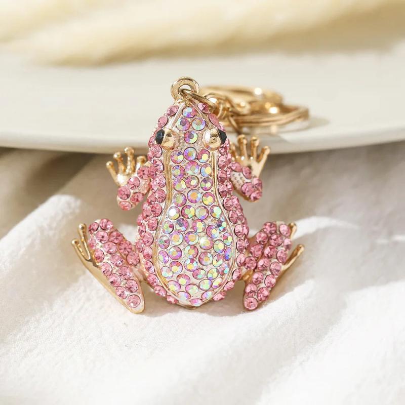 Crystal Frog Key Chain Couple Jewelry Bag Keyring Trinket Animal Pendant