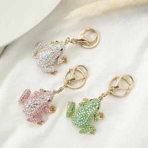 Crystal Frog Key Chain Couple Jewelry Bag Keyring Trinket Animal Pendant