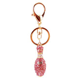 Twinkling 4 Colors Bowling Keychain Crystal Key Ring Holder Women Car Bag Charm