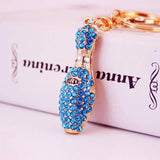 Twinkling 4 Colors Bowling Keychain Crystal Key Ring Holder Women Car Bag Charm