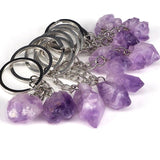 Brazilian Amethyst Rough Stone Keychain Healing Crystal Mineral Specimen Pendant