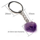Brazilian Amethyst Rough Stone Keychain Healing Crystal Mineral Specimen Pendant
