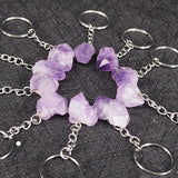 Brazilian Amethyst Rough Stone Keychain Healing Crystal Mineral Specimen Pendant