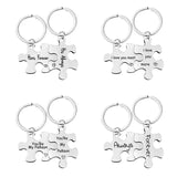 Couple Puzzle Keychain Key Charm Gift Metal Engraved Keychain