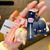 Pig Chrysanthemum Keychain Bag Pendant Couple Accessories