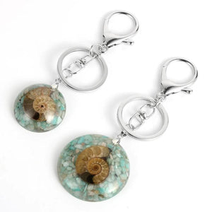 Boho Conch Chip Stone Orgone Pendant Keychain for Couple Men Women