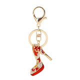 Rhinestone Inlaid Oil Painting Heels Key Chain