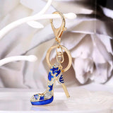 Rhinestone Inlaid Oil Painting Heels Key Chain