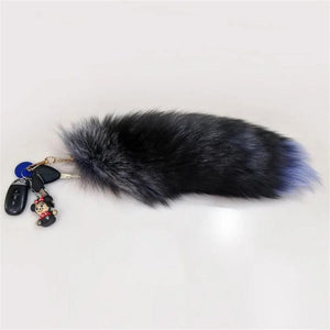 FATPIG Women's Fox Fur Tail Keychain Handbag Trinket Pendant